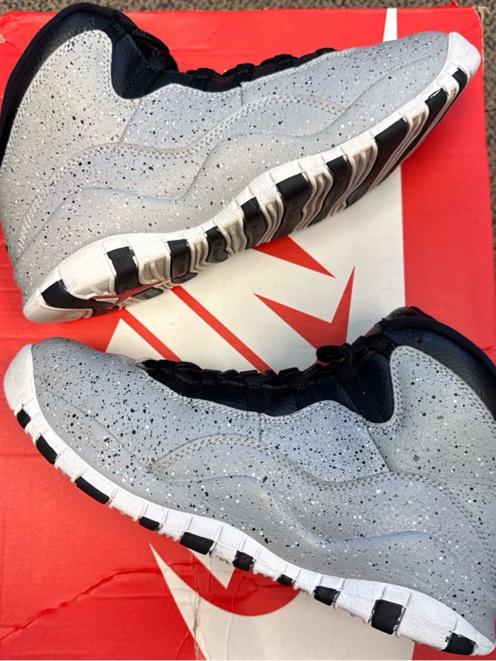 Jordan 10 Retro Light Smoke Grey and Black Speckled Sneakers